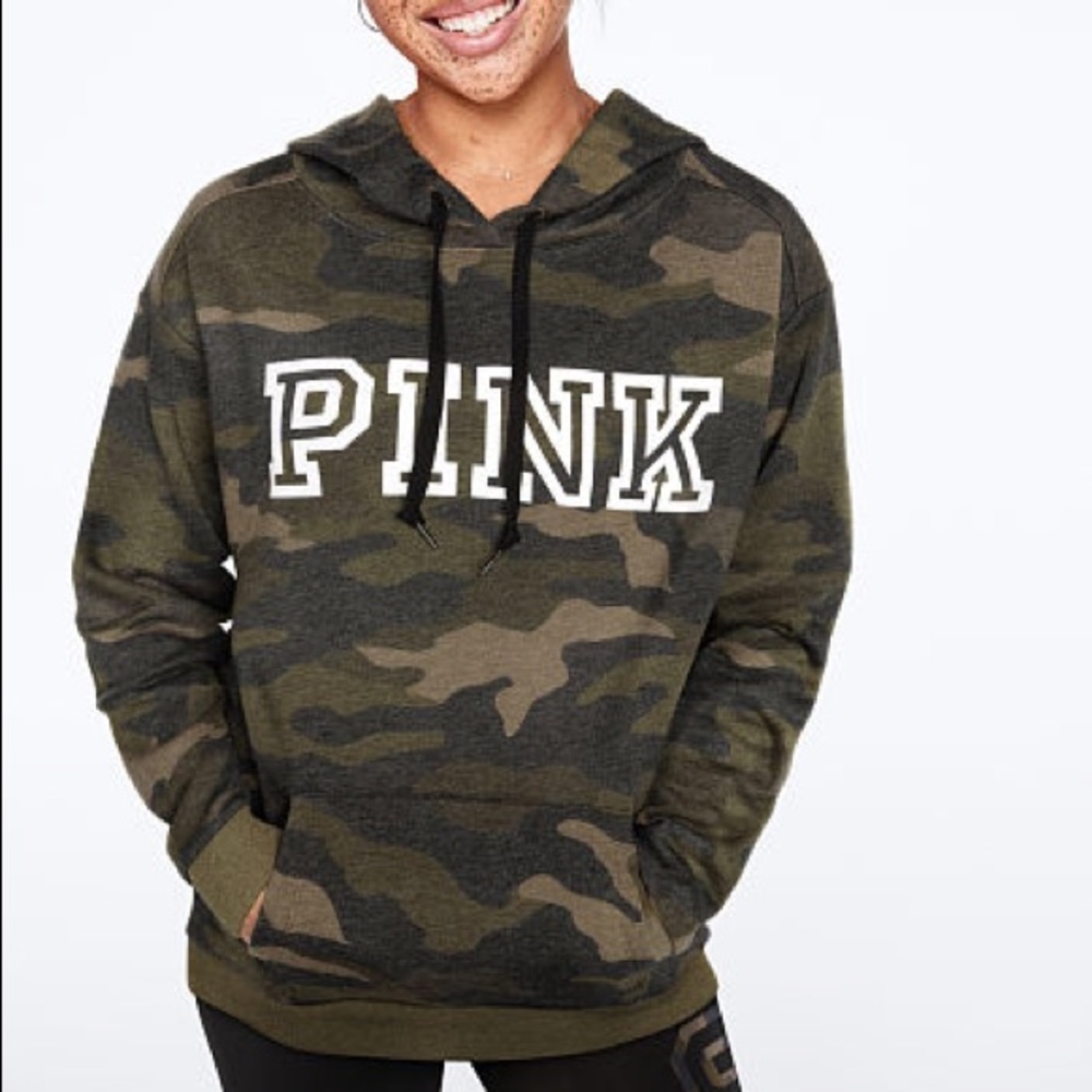 🚫SOLD🚫💗VS PINK GREEN CAMO EVERYDAY HOODIE - Picture 4 of 8